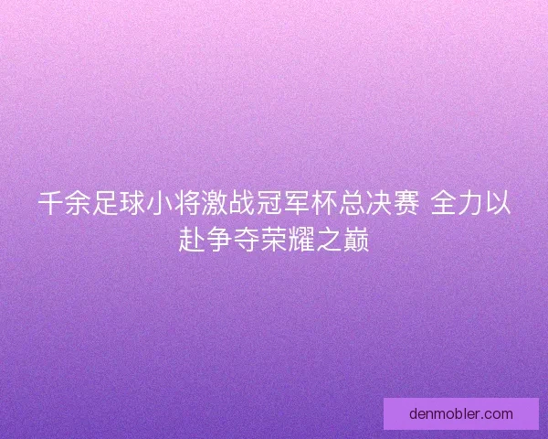 千余足球小将激战冠军杯总决赛 全力以赴争夺荣耀之巅